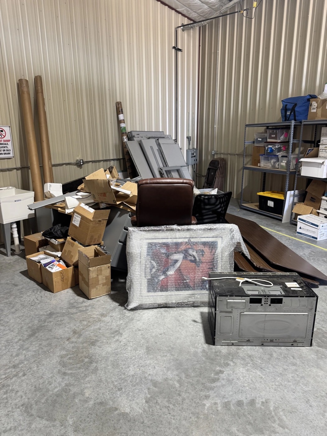 Commercial storage unit before a 3 Peaks cleanout in Eaton, Colorado